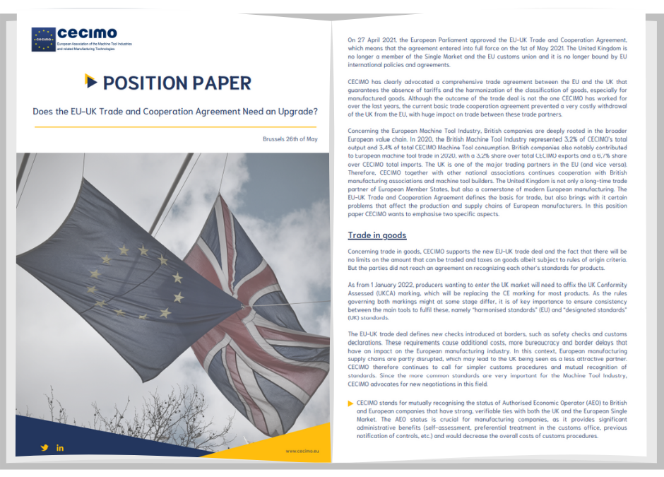 Position Paper: Does the EU-UK Trade and Cooperation Agreement Need an Upgrade?